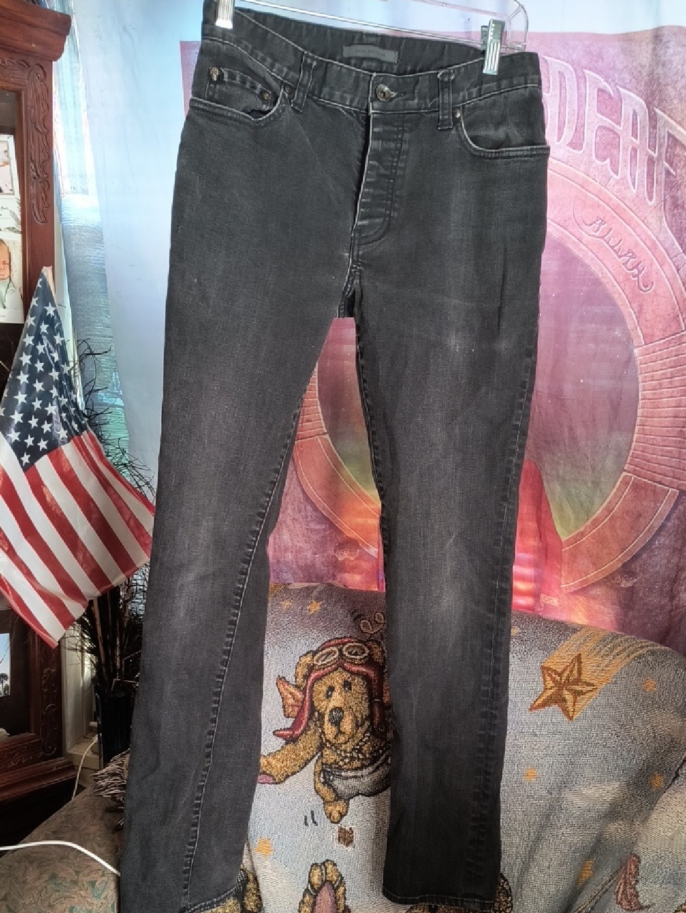 Men's John Varvatos Straight Leg Button Fly Black Denim Jeans 29R